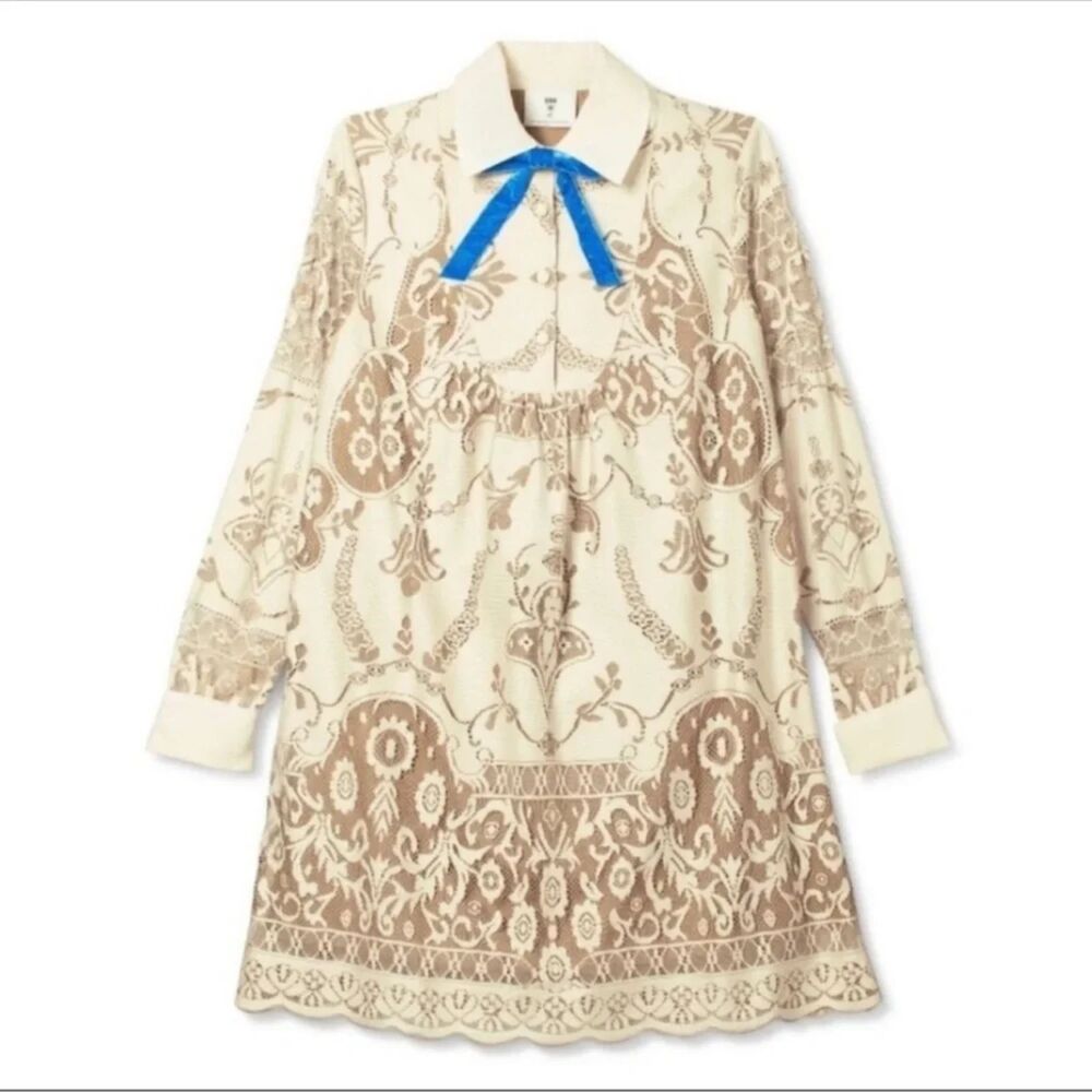 Anna Sui x Target Limited Edition Tan Babydoll Oversized Lace Long Sleeve Dress